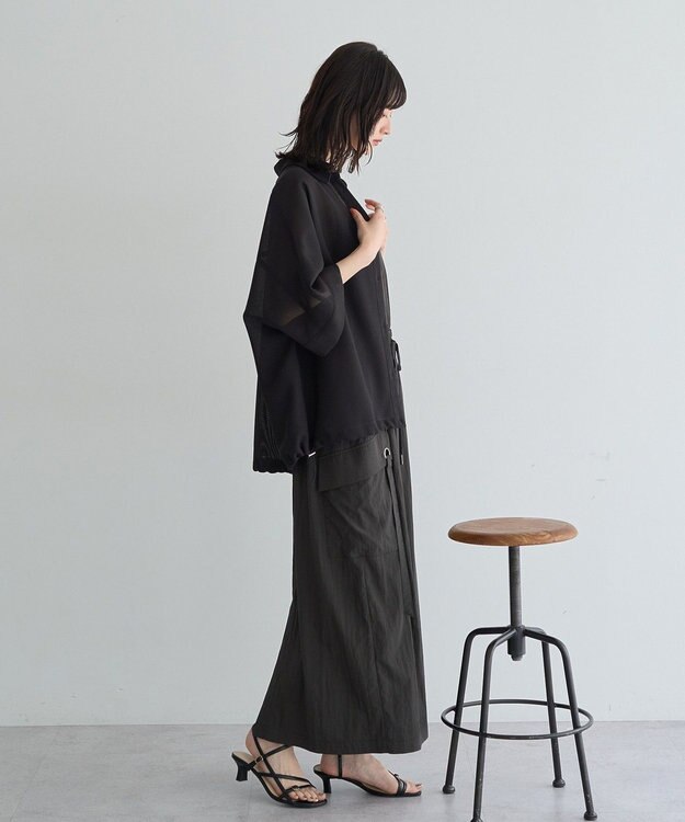 YECCA VECCA 　裾ドロストメッシュシャツ Black