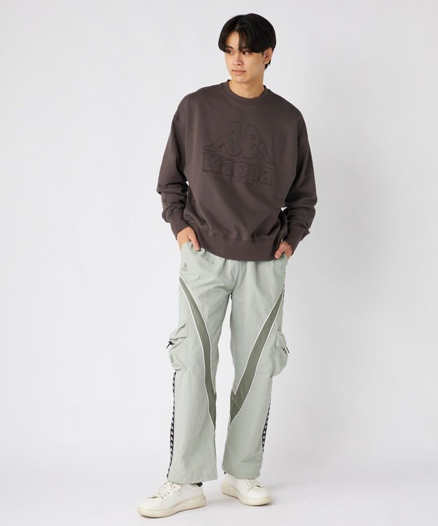 OP／FILA 【Kappa】ワイドシルエット バンダトラックパンツ グレー