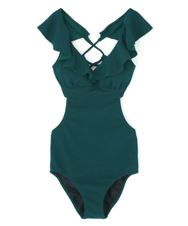 San-ai Resort（三愛水着楽園） フリルワンピース水着　9M　【San-ai Resort（サンアイリゾート）】 グリーン