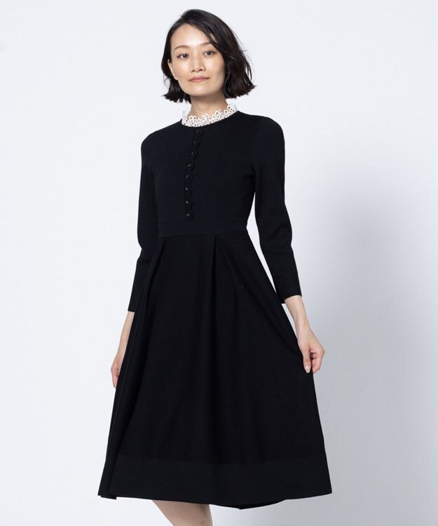 TOCCA 【岡崎紗絵さん着用】NOBLE LACE KNIT DRESS ニットドレス ブラック系