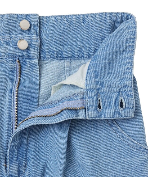 earth music&ecology ダブルベルトデザインワイドパンツ Light Indigo