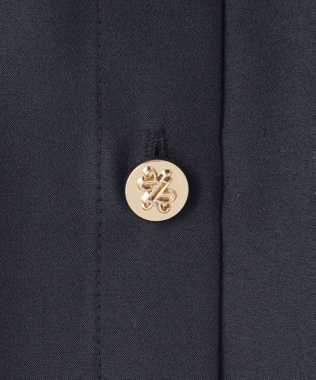 組曲 【洗える・涼感】シアーボイルバンドカラー ブラウス ネイビー系