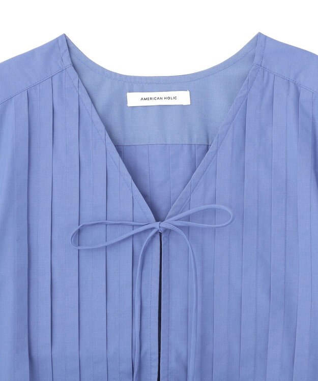 AMERICAN HOLIC 【イージーケア】ピンタックブラウス Blue