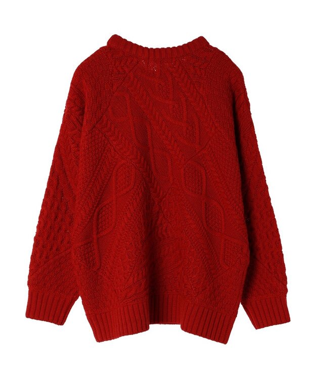 AMERICAN HOLIC パッチワークケーブルニットチュニック Red