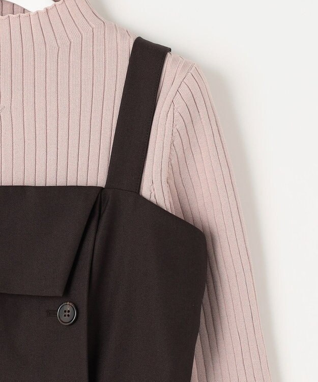 Feroux 【古畑星夏さん着用・セットアイテム】刺繍ポイント ニット × ジャンパー スカート ダークブラウン系