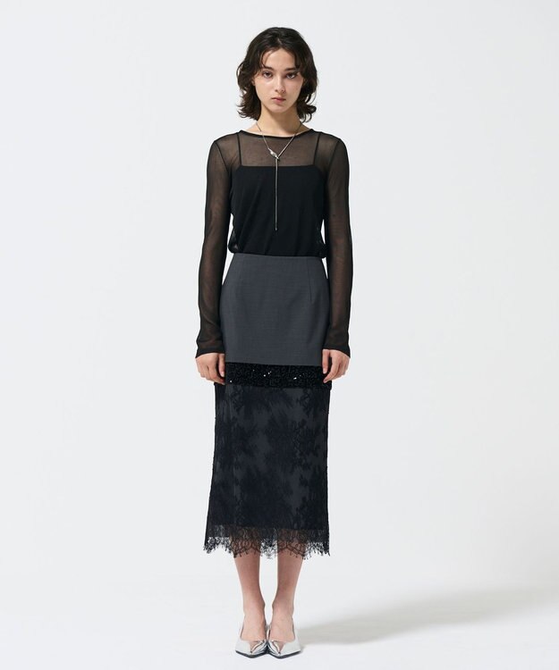 GRACE CONTINENTAL シアークルーニットトップ ブラック