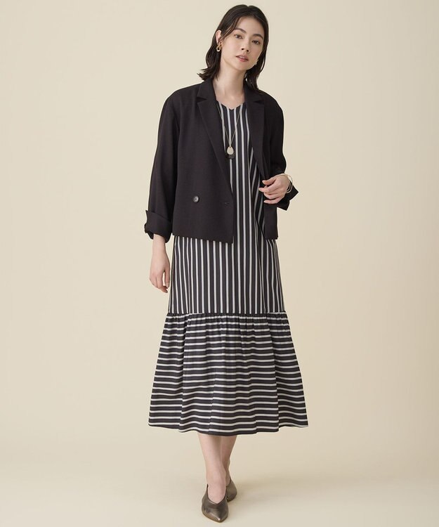 自由区 S 【セットアップ対応】リネンライクシンセティックショート ジャケット ダークブラウン