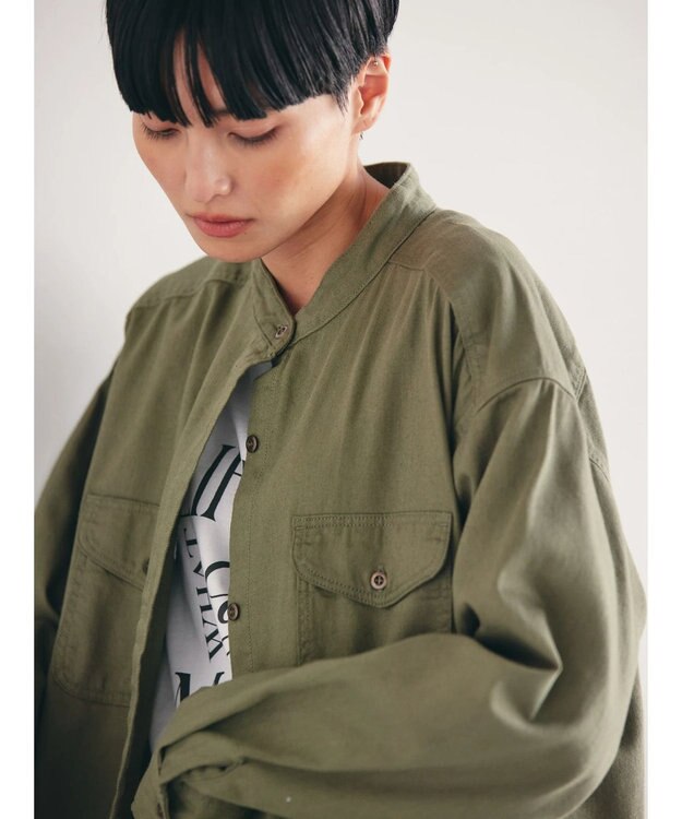 AMERICAN HOLIC ツイルＷポケットＡラインワンピース Khaki