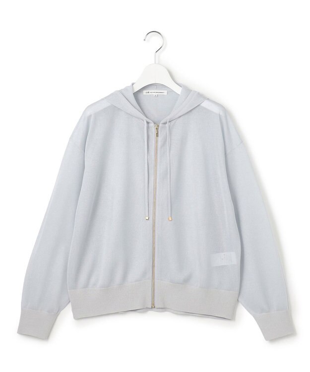23区 【先行予約】シャイニーシアーニット ジップアップ パーカー スカイブルー系