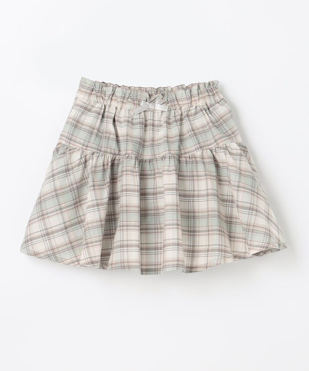 ANY KIDS 総柄スカパン エメラルドグリーン系×チェック