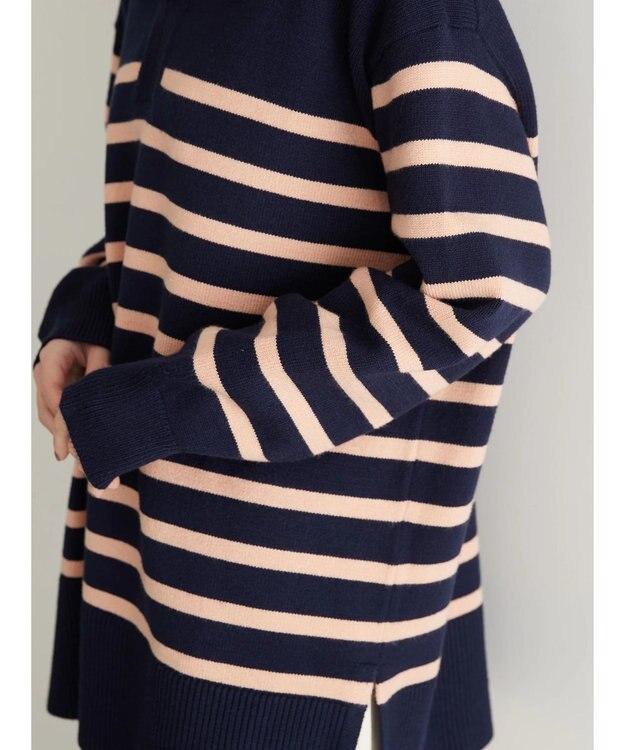 AMERICAN HOLIC バイパチ衿付きニットチュニック Navy