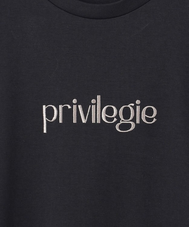 UNFILO L BEAUTY FORM ロゴ刺繍 半袖Tシャツ [NEW]ブラック