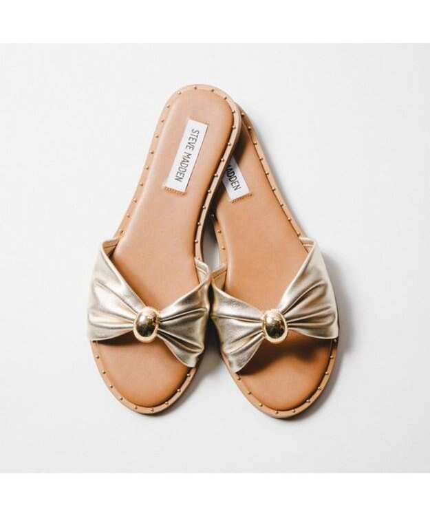 STEVE MADDEN DISPYギャザーリボンフラットサンダル ゴールド