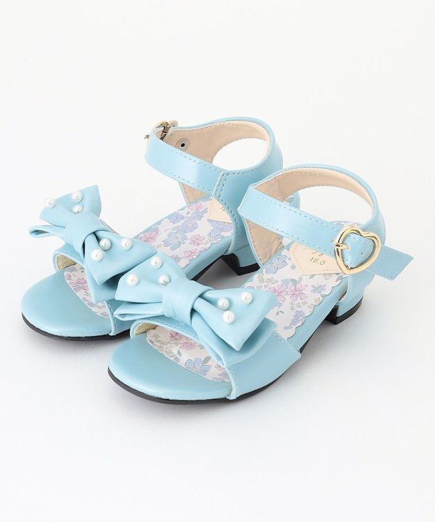 ANY KIDS リボン ヒールサンダル サックスブルー