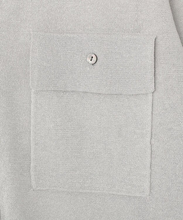 YECCA VECCA ノーカラー7分袖ポケットカーディガン Light Gray