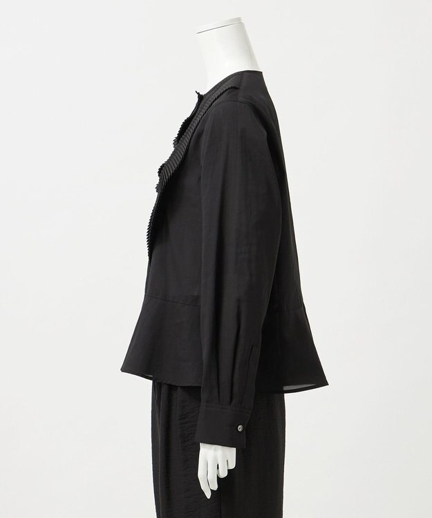 23区 【GOLD LABEL】トリアセテートオーガンジー プリーツブラウス ブラック系