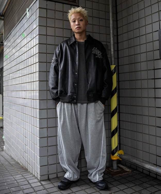 WEGO バレルレッグスウェットパンツ 杢グレー