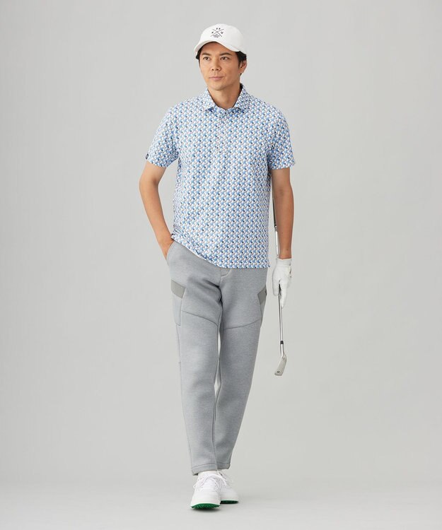23区GOLF 【MEN】【吸水速乾/UVカット】アザミ小紋柄半袖ポロシャツ ダルブルー系5