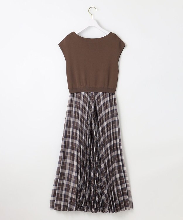 ANY SIS 【洗える】オンブレーチェックコンビ ワンピース モカ系