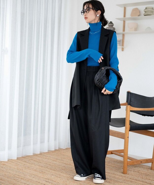 WEGO リブタートルネックニット ブルー