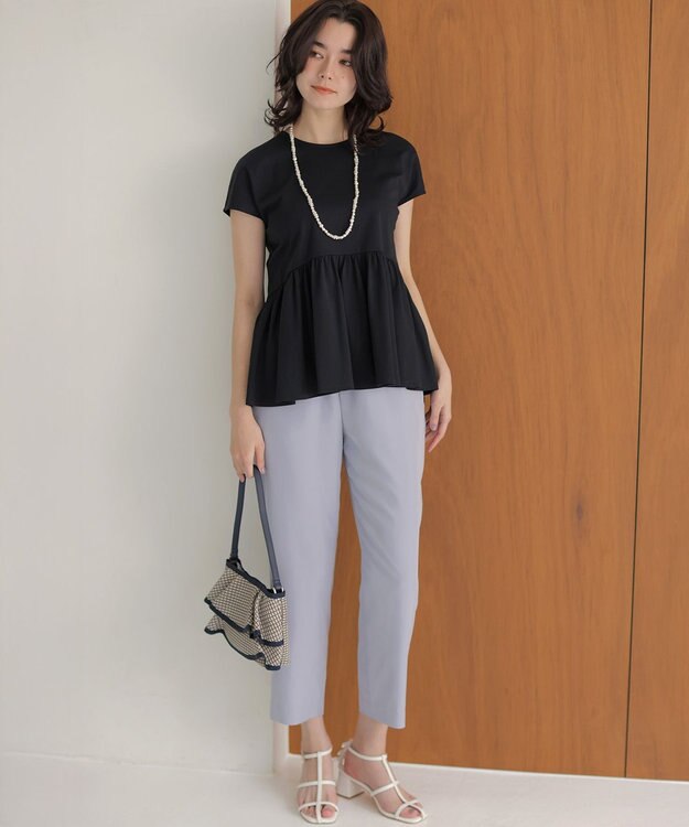 組曲 【WEB限定】トリコットジャージー ペプラムカットソー ネイビー系