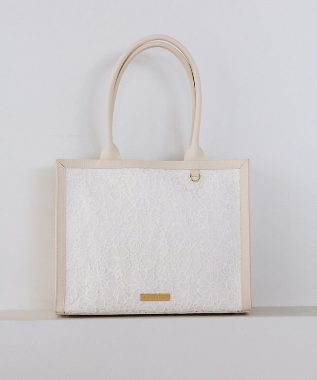 Maison de FLEUR フラワーレーススクエアトートバッグ Ivory