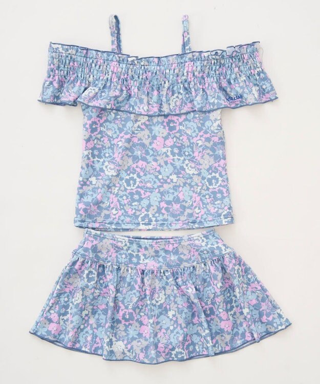 OP／FILA 【marie claire ENFANTS】花柄オフショルセパレートワンピース水着 グレー