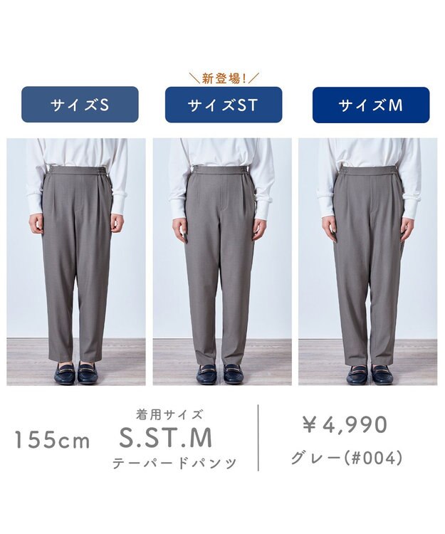 ANY 【6サイズ展開/ウエストゴム】イージーテーパードパンツ グレー