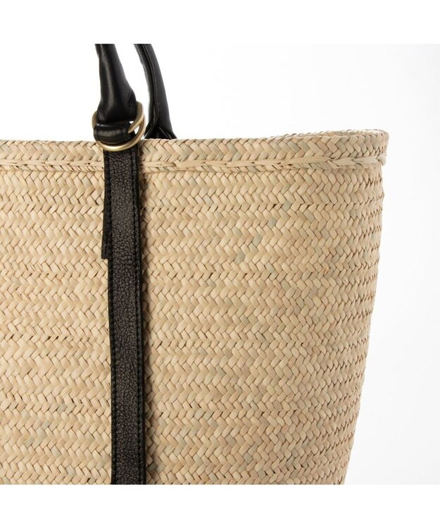 UNBILLION ペルケ perche / 牛革付属椰子かごマルシェバッグ ブラック