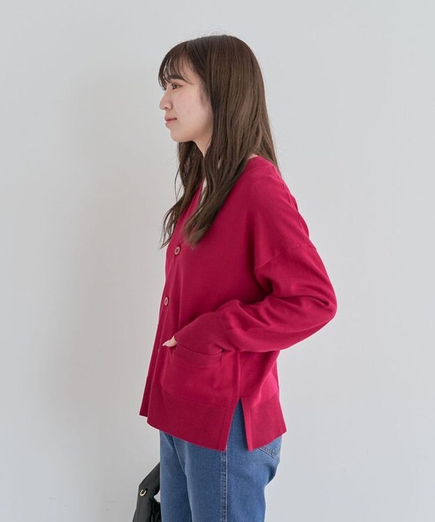 Green Parks 洗える　Ｖネックカーディガン Rose
