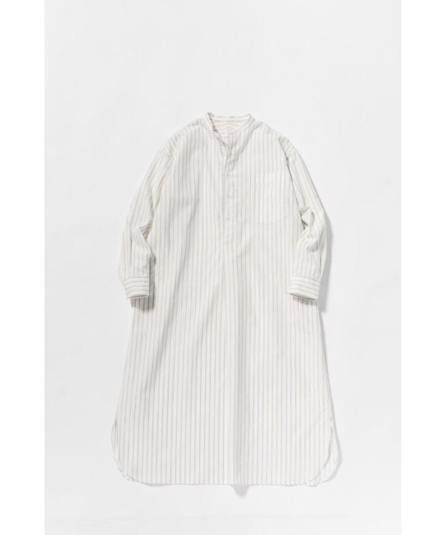 LENO STRIPE SHIRTS DRESS / ストライプシャツドレス WHITE STRIPE