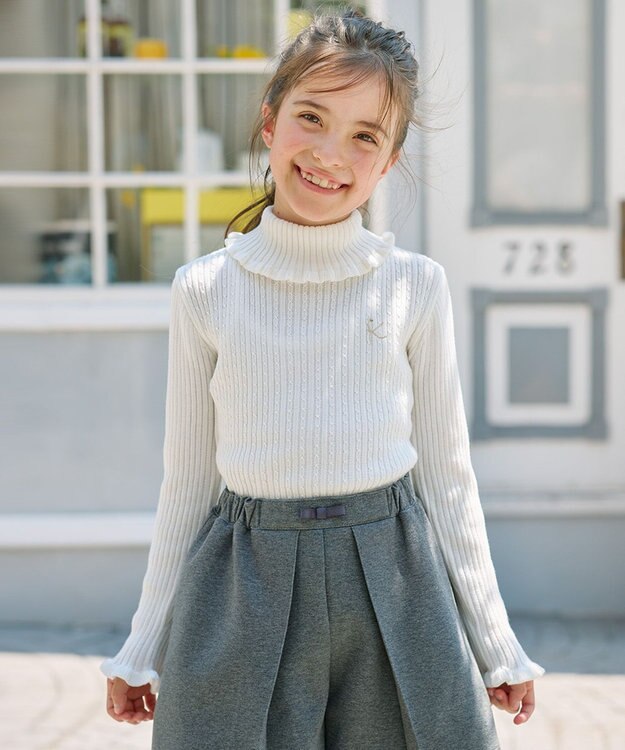 組曲 KIDS 【150-160cm】リブ ニット オフホワイト系