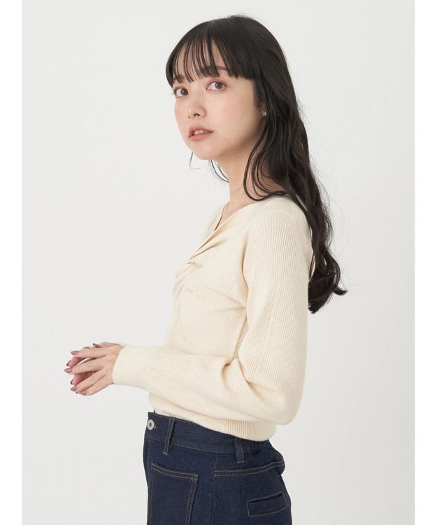 earth music&ecology ツイストリブラメニットプルオーバー Ivory