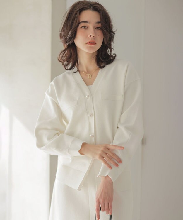 組曲 スウェットニット カーディガン ホワイト系