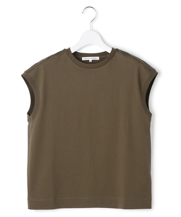 23区 シルキータッチ フレンチスリーブ Tシャツ カーキ系