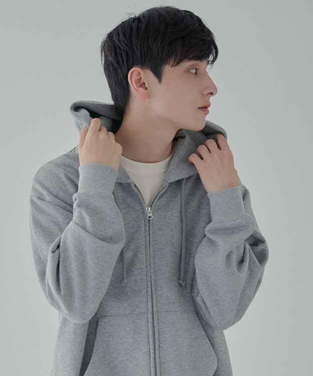 WEGO 【ユニセックス着用ITEM/SMLサイズ展開】リラックスフィットダブルZIPパーカー 杢グレー