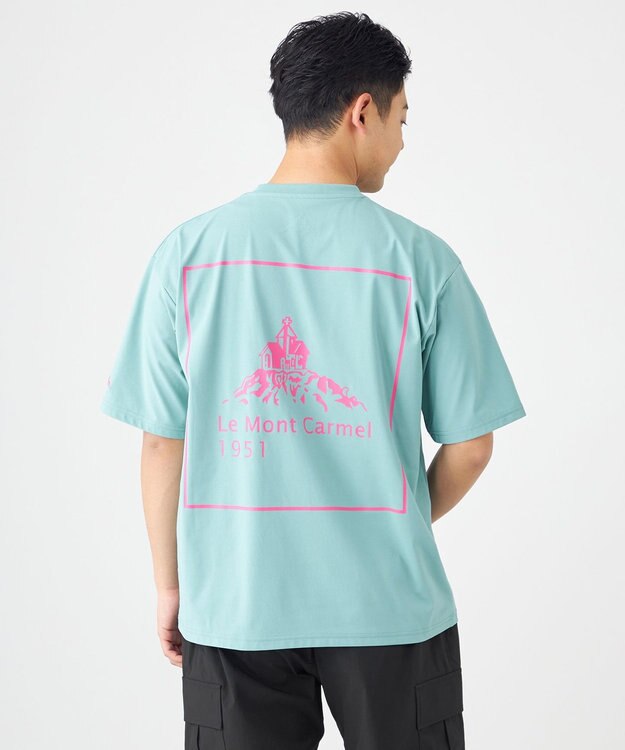 SHARE PARK MENS 【UVカット・吸水速乾・ストレッチ・軽量 】バックプリントポケットTシャツ（L・XLサイズ） サックスブルー系