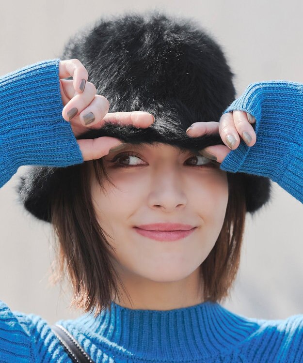 Tiaclasse ファーバケットハット ブラック