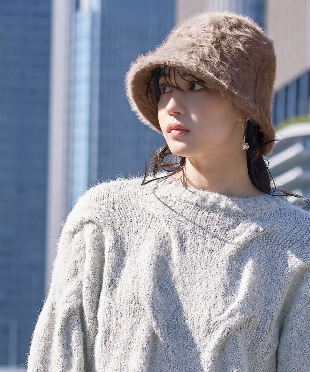 Tiaclasse ファーバケットハット モカ