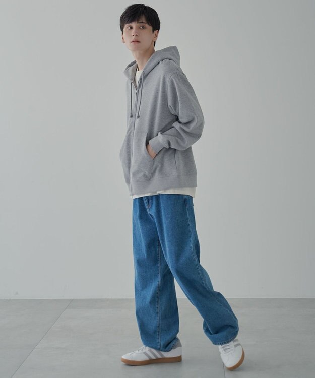 WEGO 【ユニセックス着用ITEM/SMLサイズ展開】リラックスフィットダブルZIPパーカー 杢グレー