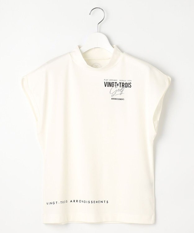 23区GOLF 【WOMEN】フレンチスリーブストレッチモックネック ホワイト系