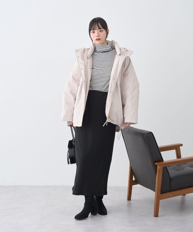 earth music&ecology フーデットパファーコート Beige