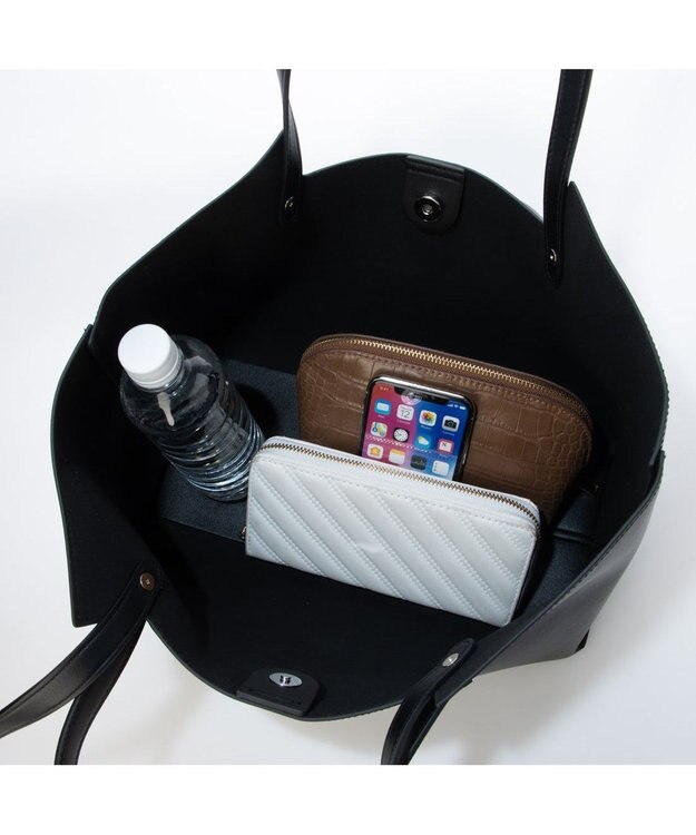 UNBILLION カシュカシュ cachecache / ポーチ付横長2ハンドルトート ブラック