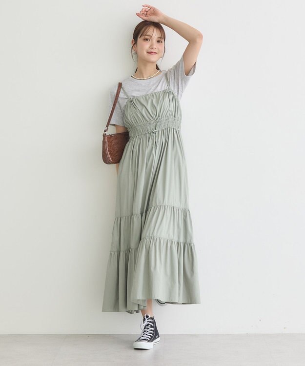 earth music&ecology ドロストシャーリングキャミワンピース Light Khaki