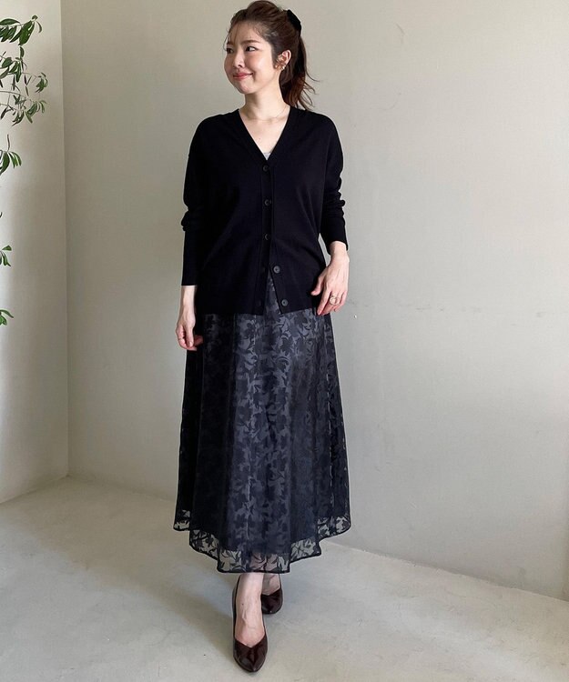 UNFILO フラワーオパールスカート ブラック