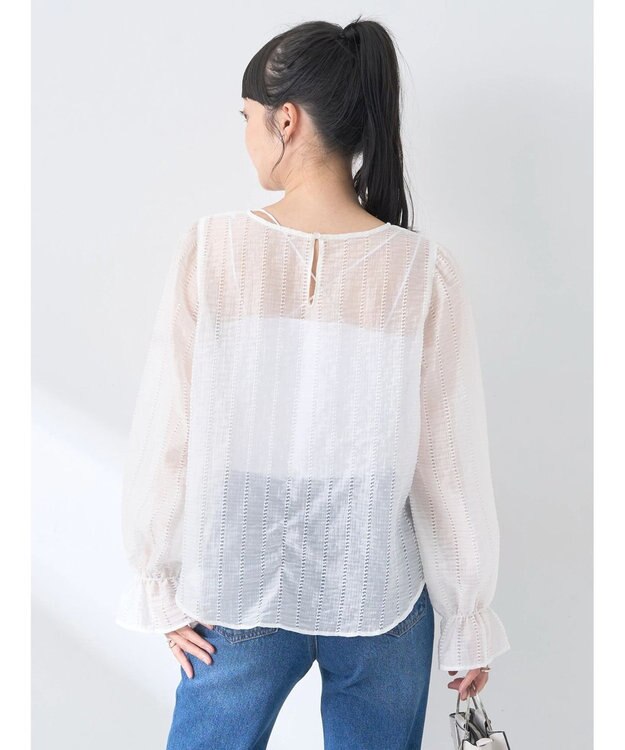 earth music&ecology キャンディースリーブシアーブラウス Off White