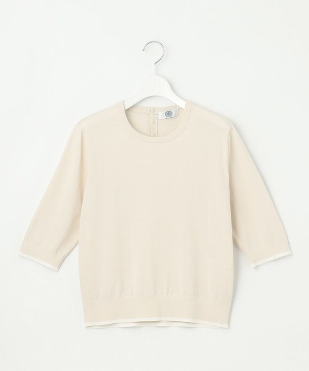 J.PRESS LADIES BASIC HT COTTON クルーネック ニット ライトベージュ系