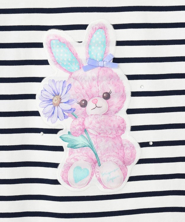 ANY KIDS ウサギ ボーダー Tシャツ ネイビー系