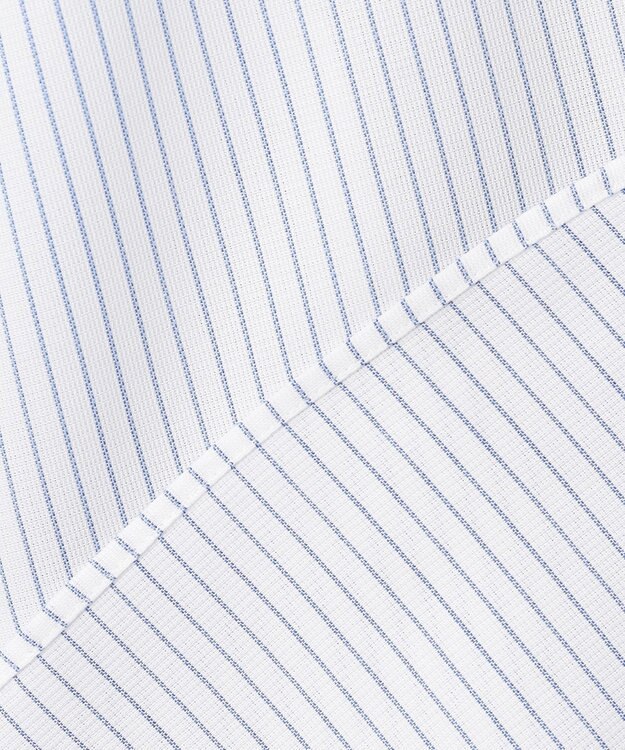 GOTAIRIKU 春夏向け【形態安定】SUMMERPREMIUMPLEATS_スナップダウンカラー 半袖ドレスシャツ(25年モデル) 白地×ネイビーストライプ