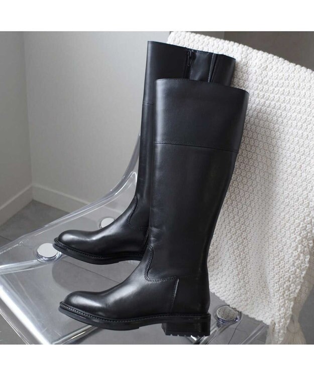 Pointer 本革ベーシック 裏起毛 ロングブーツ ブラック